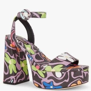 Larroude Multicolor Floral Platform Sandals